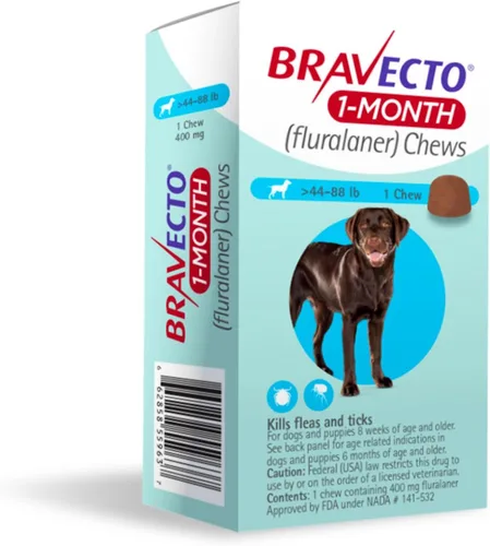 Vista 5 de BRAVECTO - Masticables de 1 mes para cachorros, >44-88 libras, 1 masticable, caja azul