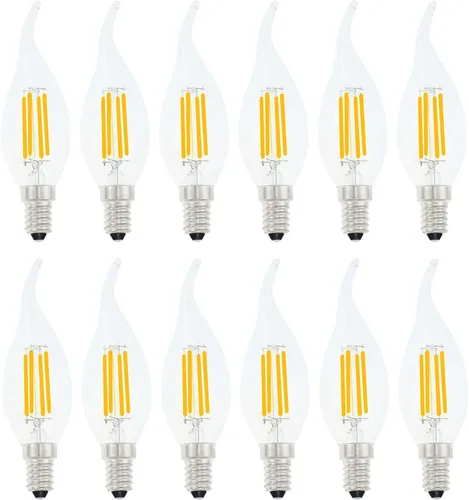 Vista 12 de Bombilla LED E14 con base europea de 4 W, bombillas LED regulables equivalentes a 40 W, bombillas LED con punta de llama, 110 V 2700 K, blanco