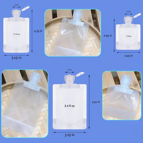 Vista 2 de Bolsa de embalaje portátil de maquillaje líquido de viaje, bolsa de embalaje transparente de plástico con boquilla de pie, bolsa vacía recargable