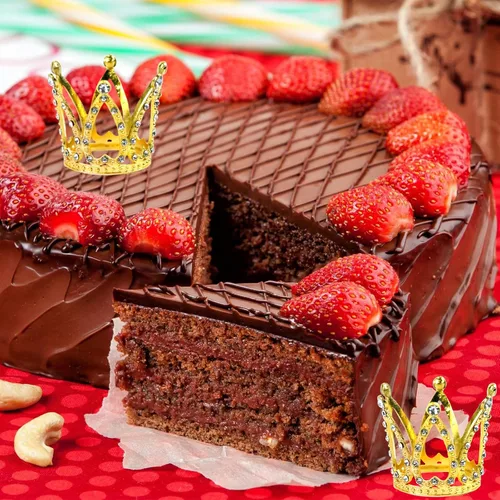 Vista 6 de Juego de 29 adornos dorados para tartas, 4 coronas, 24 piezas de decoración de mariposa dorada en 3D, 1 adorno de pastel de feliz cumpleaños, mini