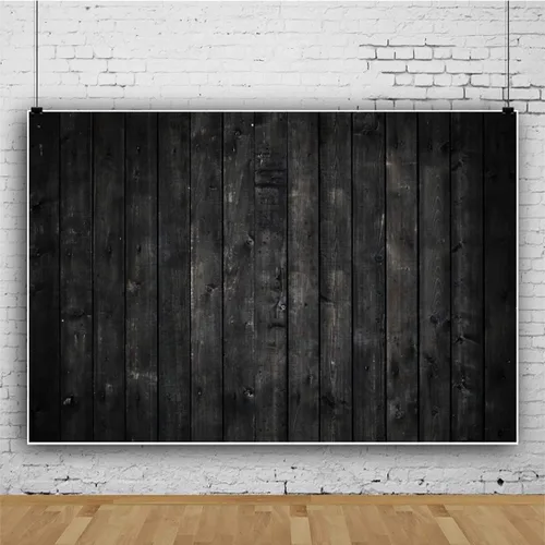Vista 3 de Telón de fondo de fotografía de pared con textura de madera oscura de 5 x 3 pies, estilo vintage, retro, negro, tablero de madera negra, fondo