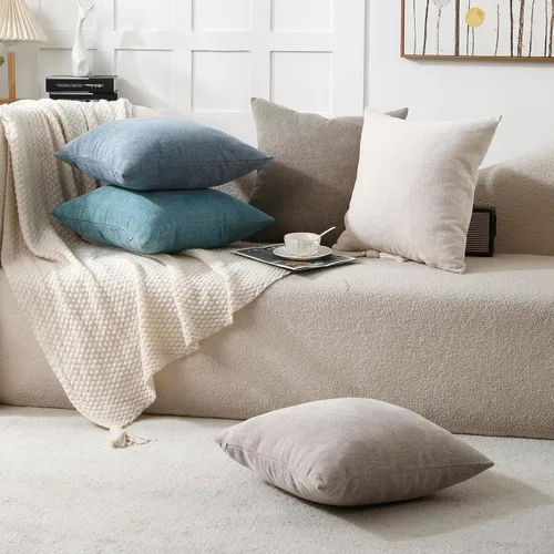 Vista 4 de Jepeak Fundas de almohada decorativas de felpilla de 16 x 16 pulgadas Beige