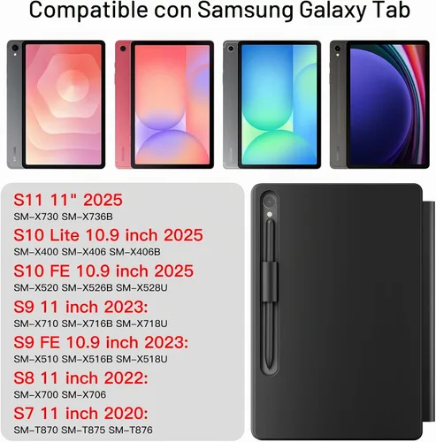 Vista 2 de JUQITECH Funda para Teclado Mágico para Samsung Galaxy Tab S10 Lite S10 FE 2025 S9 FE 10.9 Pulgadas S11 S9 S8 S7 11", Soporte Magnético