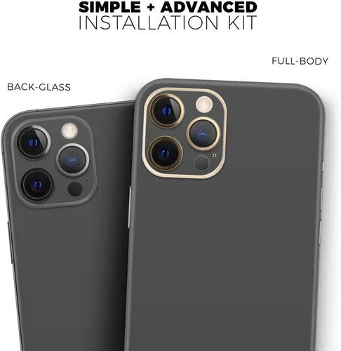 Vista 9 de DesignSkinz Kit de calcomanías de cuerpo completo compatible con iPhone 15 Plus, color gris oscuro sólido