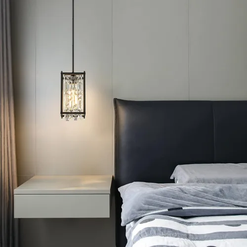 Vista 8 de LMQNINE Modernas lámparas colgantes negras para isla de cocina, lámpara de araña de cristal, iluminación colgante ajustable de granja para comedor
