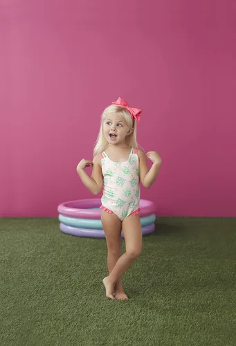 Vista 2 de Mud Pie Girls Baby One Piece Swimsuit and Headband Set