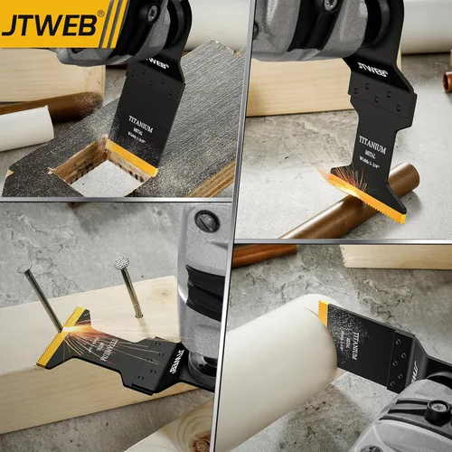 Vista 5 de JTWEB Cuchillas multiherramienta de titanio, 10 piezas de cuchillas oscilantes para uñas de metal suave, corte de plástico de madera, hojas