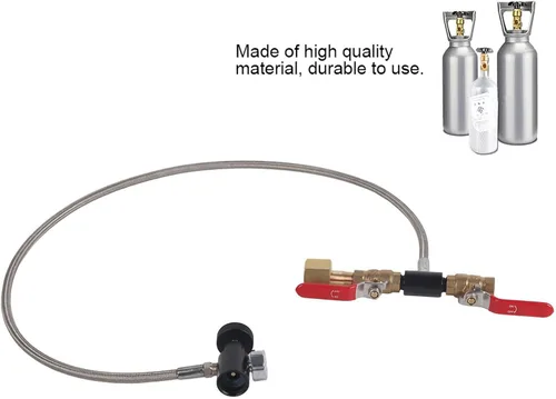 Vista 4 de CGA-320 Adaptador de recarga de cilindro de CO2 Conector de botella Accesorios para fabricante de refrescos de CO2 con manguera para llenado de soda