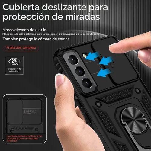 Vista 4 de Funda para Samsung Galaxy S22 con cubierta para lente de cámara, protector de pantalla HD, doble capa de grado militar, probada contra caídas