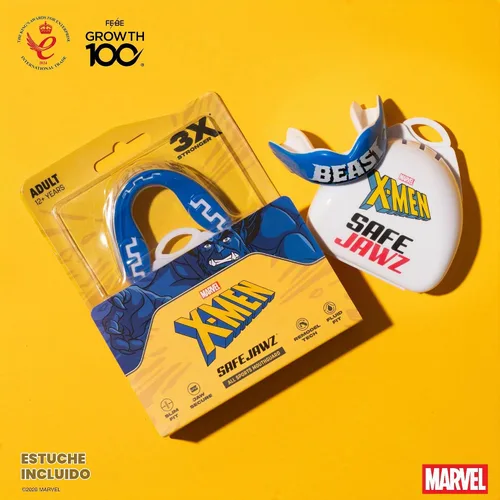 Vista 6 de Marvel Protector bucal deportivo, protector bucal de doble capa para adultos y jóvenes con estuche (bestia, junior (hasta 11 años))