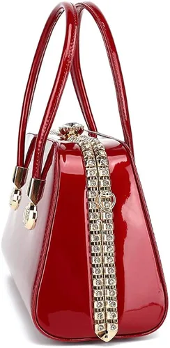 Vista 7 de Style Strategy - Bolsos de charol para mujer asa superior con cierre de beso bolsos cruzados para mujer