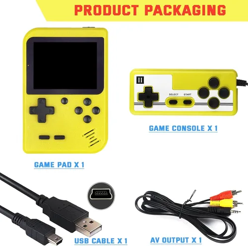 Vista 6 de Juego de mano retro, consola de videojuegos retro portátil con 500 juegos clásicos, pantalla a color de 3.0 pulgadas, batería recargable de 1020 mAh