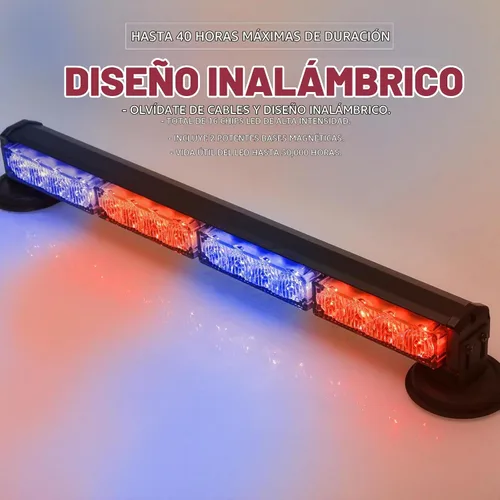 Vista 2 de Barra de luces estroboscópicas de emergencia de policía roja/azul de 19 pulgadas para camiones/vehículo/coche, mini faro de advertencia de destello