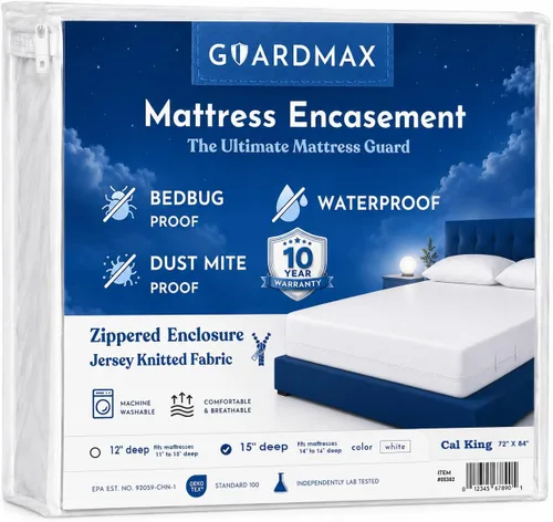 Vista 72 de Protector de colchón Guardmax con cremallera funda contra insectos para cama 100% impermeable suave, hipoalergénico y transpirable