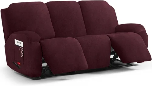 Vista 8 de 3 fundas elásticas para sillas reclinables, fundas de tela de felpa y protectores duraderos de muebles para niños y mascotas (1 plaza, negro)