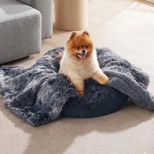 Vista 19 de Bedsure Mantas impermeables para perros grandes, piel sintética esponjosa, 50 x 60 pulgadas Plush Fuzzy Reversible Pet Blankets for Couch and Dog