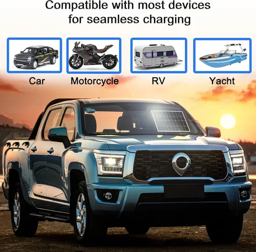 Vista 4 de Cargador de batería solar Pro de 12 V 7.5 W - Controlador MPPT inteligente integrado impermeable para automóviles, barcos automotrices y remolques