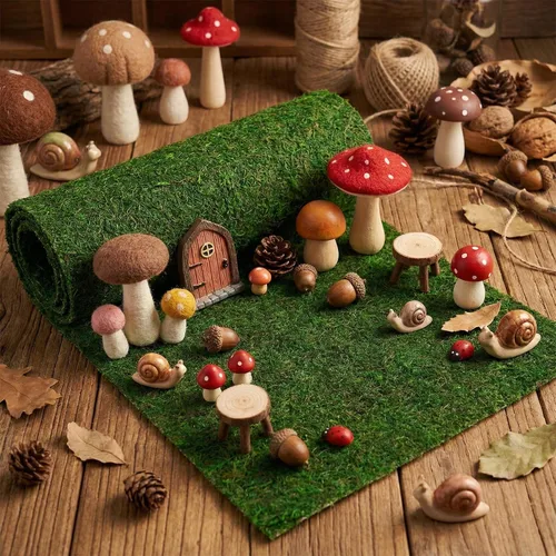 Vista 5 de Camino de mesa de musgo seco de 71" x 12" para decoración de jardín de fiesta, verde oscuro, 30x180CM