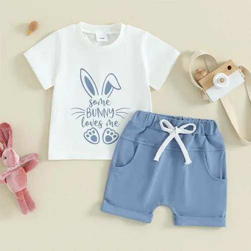 Vista 2 de Karesoull Conjunto de 2 piezas de ropa de Pascua para bebé, conjunto de ropa de Pascua para niños pequeños