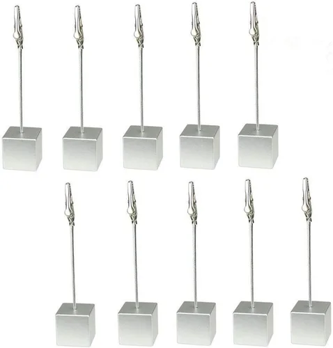 Vista 10 de Xiaoyztan Soporte de clips de notas, soporte de números de mesa de cubo negro, clip de papel para uso en oficina, hogar, soporte de notas