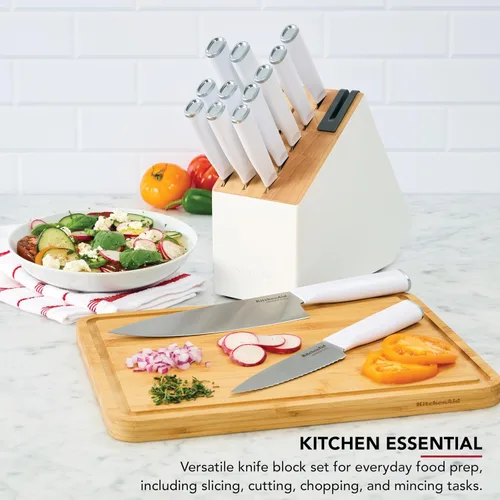 Vista 2 de Juego de bloque de cuchillos KitchenAid Classic Slim con afilador de cuchillos incorporado, cuchillos de cocina de acero inoxidable de alto carbono