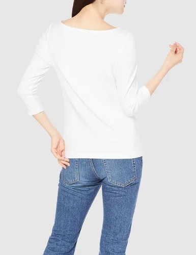 Vista 3 de Tienda Essentials Camiseta de manga 34 y cuello barco de corte entallado para mujer