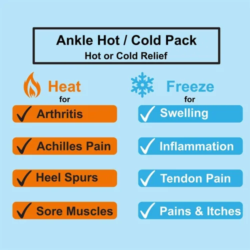 Vista 5 de Envoltura de terapia de hielo para tobillos/deportes, paquete de gel de hielo frío caliente con soporte ajustable para esguinces de tobillos
