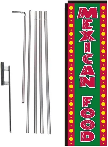 Vista 7 de Pupusas - Bandera rectangular de plumas con kit de poste y pico de tierra para restaurantes, mercados, propietarios de negocios