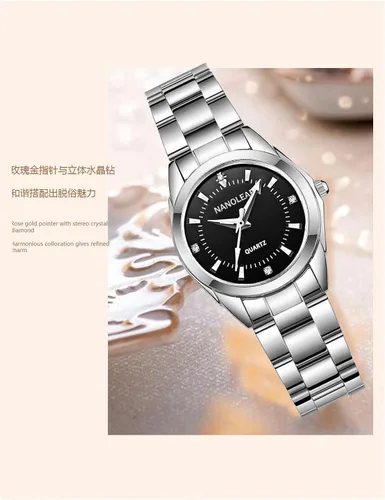 Vista 5 de Reloj de cuarzo clásico casual para mujer, de acero inoxidable, impermeable, luminoso, para mujer