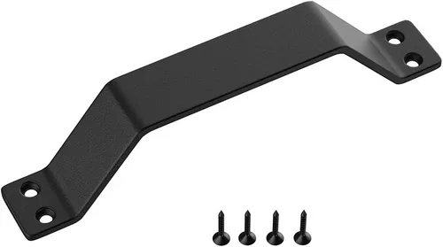 Vista 4 de WINSOON Manijas rústicas para puerta de granero, juego de 2 manijas de puerta de acero sólido pintadas en negro, cómodas y prácticas, accesorios