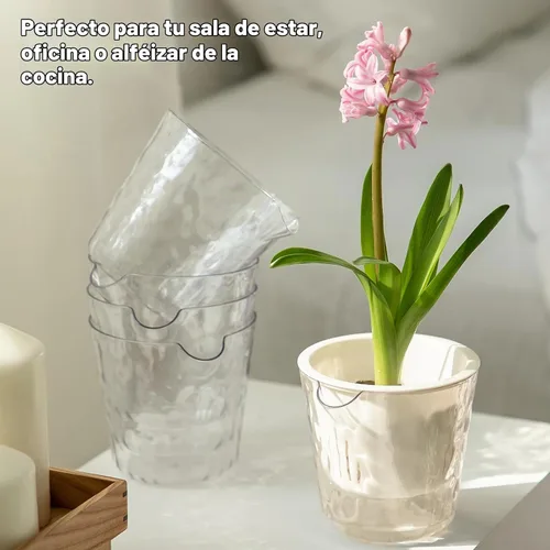 Vista 6 de Macetas de riego automático de 4 pulgadas para plantas de interior, paquete de 10 macetas de violeta africana, macetas de riego automático