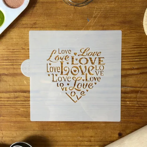 Vista 2 de Plantilla de galletas y manualidades Love Saying de Designer Stencils