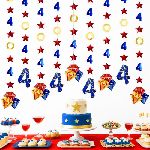 Vista 12 de Decoraciones de cumpleaños de dinosaurio de 52 pies para niños, pancarta de cumpleaños de tercer dinosaurio Rex, guirnalda de serpentinas, telón