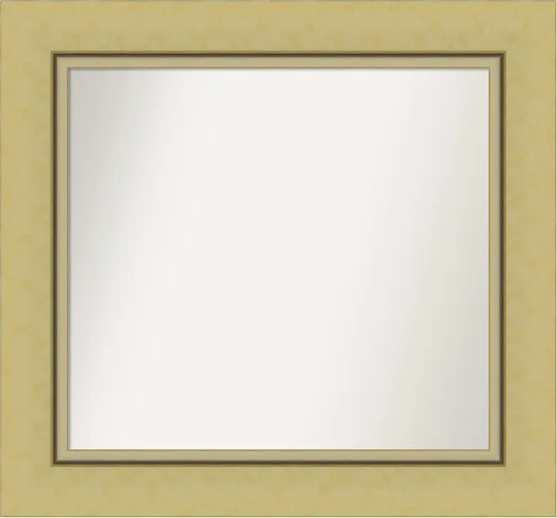Vista 99 de Amanti Art Landon Gold Espejo de baño, espejo de pared o espejo de tocador de baño sobre el fregadero (26.25 x 26.25 pulgadas) Espejo no biselado