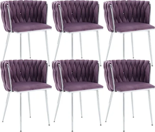 Vista 14 de Juego de 2 sillas de comedor de terciopelo, sillas tapizadas tejidas para sala de estar, sillas modernas de cocina y comedor, sillas decorativas