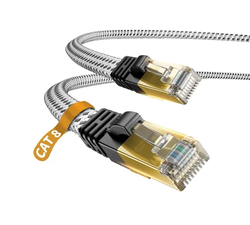 Vista 13 de Cable Ethernet Cat 7, DanYee, de nailon CAT7 de alta velocidad, profesional, chapado en oro, cables STP CAT 7 RJ45, cable Ethernet de 3 ft, 10 ft
