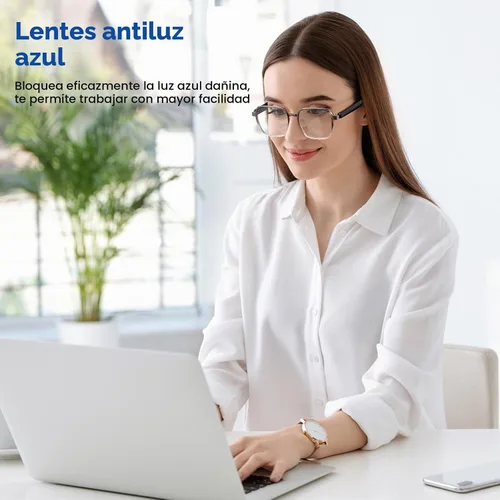Vista 5 de Lentes de sol inteligentes con Bluetooth, lentes fotocromáticos anti luz azul, protección UV, audio de oído abierto, llamadas manos libres, control