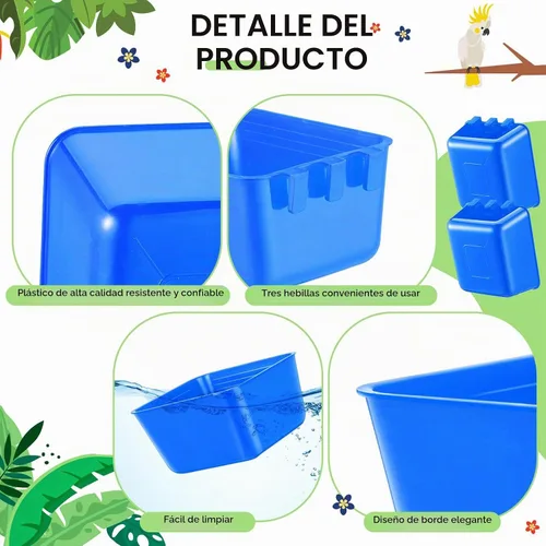 Vista 3 de Maxdot - 20 tazas alimentadoras de agua de pollo de 16 onzas, color azul Tazas colgantes para paloma, conejo, jaula de aves de corral, plástico
