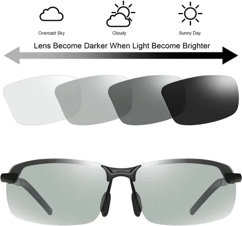 Vista 2 de YIMI Gafas de sol fotocrómicas polarizadas para hombres y mujeres deportes al aire libre conducción antirreflejos UV400 protección z87 gafas