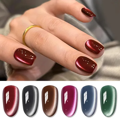 Vista 37 de Born Pretty - Esmalte de uñas de gel magnético 9D con purpurina reflectante, esmalte de gel holográfico de color gato magnético, juego de 7ml, 6