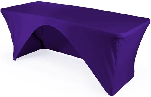 Vista 15 de LA Linen Mantel de elastano con respaldo abierto para mesa rectangular de 6 pies, 72 x 30 x 30 pulgadas, color negro