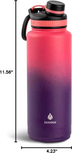 Vista 5 de Manna Saratoga - Botella de acero inoxidable con aislamiento de doble pared, 40 onzas, color baya degradado