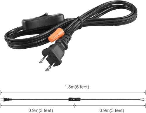 Vista 3 de Gladfresit - Cable de lámpara con interruptor de botón, enchufe de cable negro, extremos pelados listos para cableado Gladfresit, 6 pies
