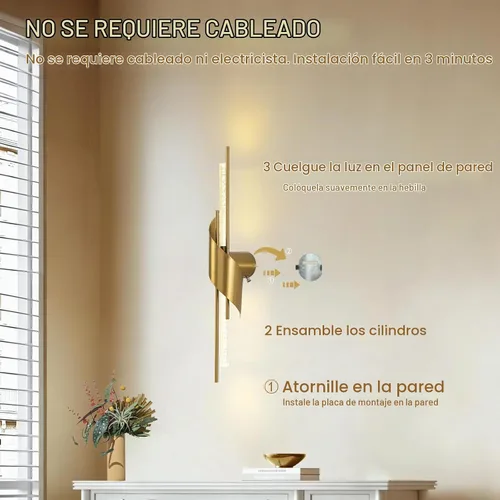 Vista 7 de camuucci Battery Operated Wall Sconces Set of 2, Modern Wireless Lights Dorado