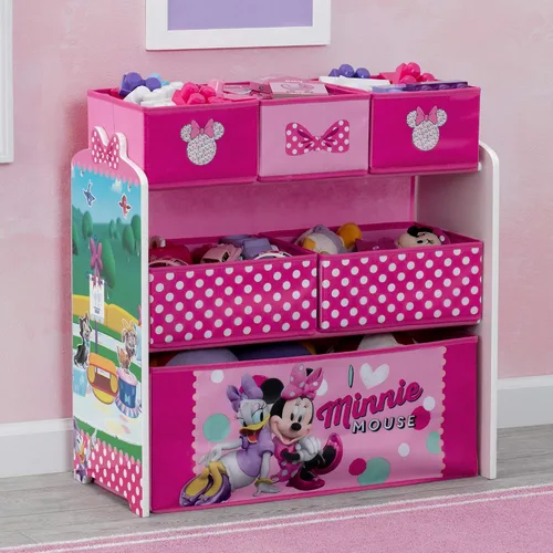 Vista 6 de Delta Children Caja de juguetes de lujo, Disney Frozen II y Disney Minnie Mouse 6 cubos de diseño y almacenamiento organizador de juguetes