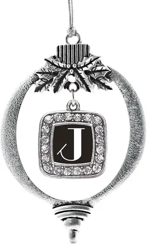 Vista 117 de Inspired Silver - Adorno con dije de reina de rodillo - Adornos navideños cuadrados de plata con joyas de circonita cúbica