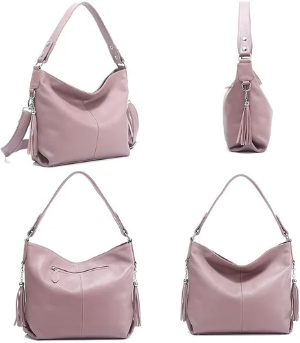 Vista 28 de Moda suave cuero genuino borla mujer bolso señoras hombro mensajero hobo bolso