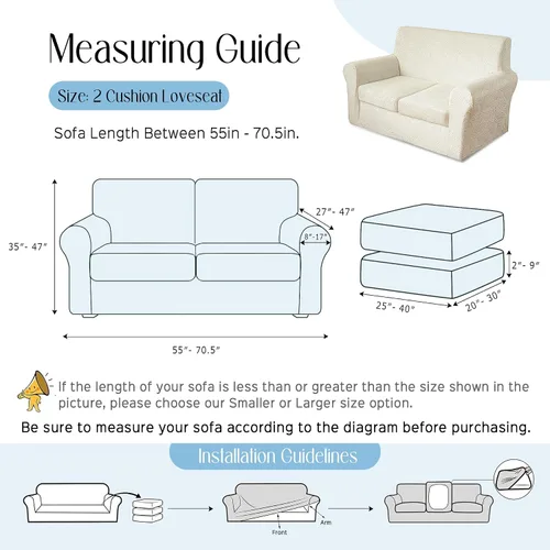 Vista 2 de 3 piezas de fundas de terciopelo para sofá biplaza con 2 cojines, fundas elásticas para sofá lavables, funda para sofá de perro con diseño de hoja