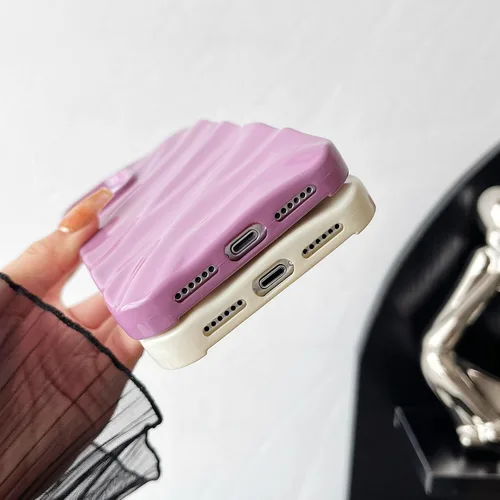 Vista 5 de Caseative Funda para iPhone 11, funda suave con forma de onda rizada con patrón de ondulación de agua (negro) Water Ripple Pattern Curly Wave