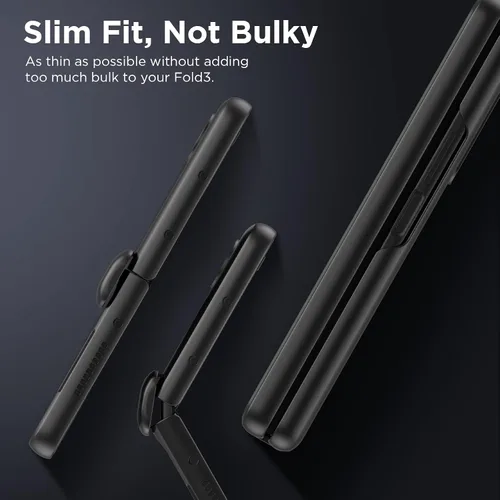 Vista 6 de MAKAVO Funda delgada para Samsung Galaxy Z Fold 3 con cobertura de bisagra, protector de pantalla, mate duro a prueba de golpes, protección de Negro